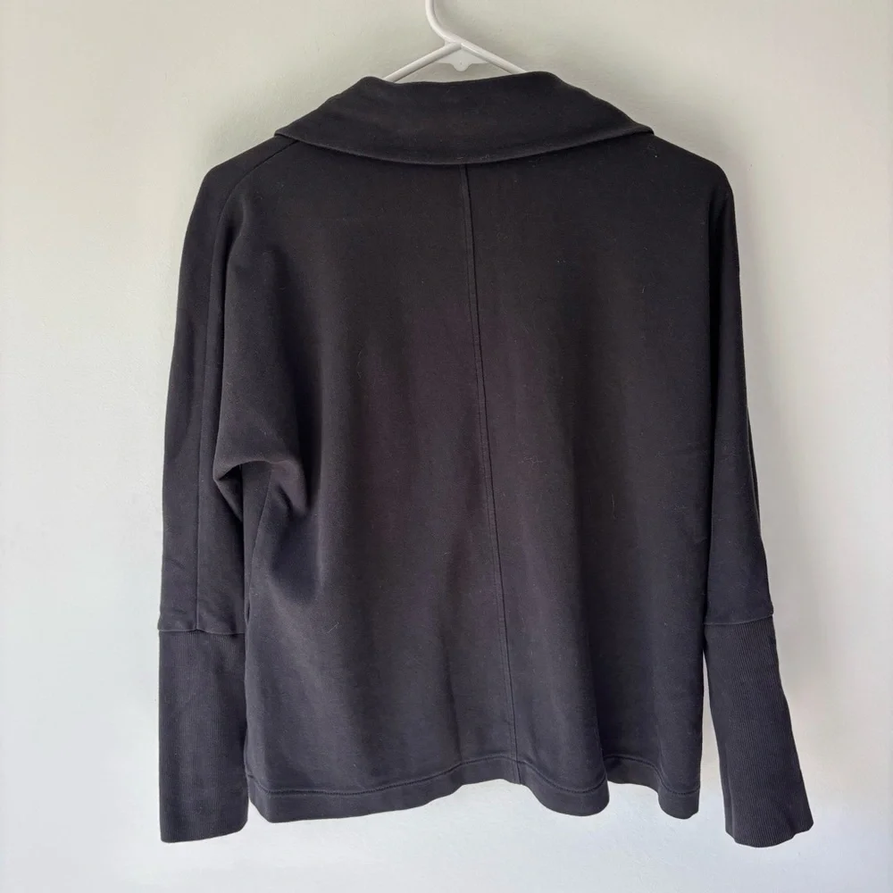 Pact Organic Cotton Airplane Relaxed Blazer Sweater Black Button Front Comfort